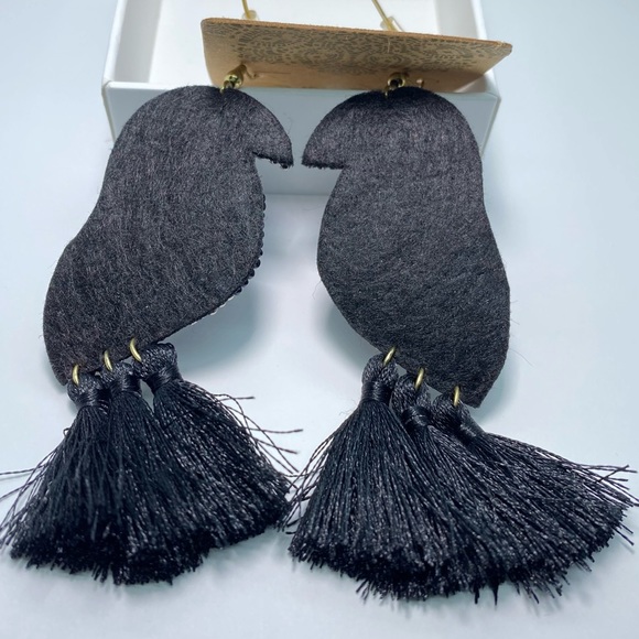 Beaded Sequin Parrot Tassel Earrings - Picture 4 of 5